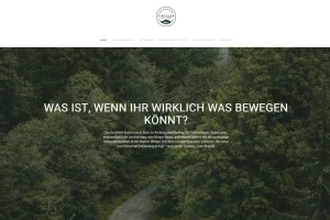 Die Website von Circular Black Forest, zu sehen sind Bäume und die Frage "Was ist, wenn Ihr wirklich was bewegen könnt?"